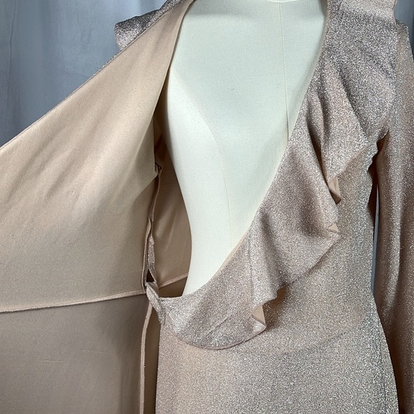 Free People One More Time Lurex Wrap Dress in Peach. - Picture 7 of 10